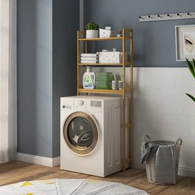 kleankin Ράφι Μπάνιου Ράφι Τουαλέτας, 3 Ράφια, Αδιάβροχο, 68 cm x 20 cm x 165 cm, Φυσικό