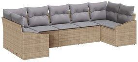 Σετ Καναπέ Κήπου 7 pcs Μπέζ και Ανοιχτό Γκρι συνθετικό ρατάν
