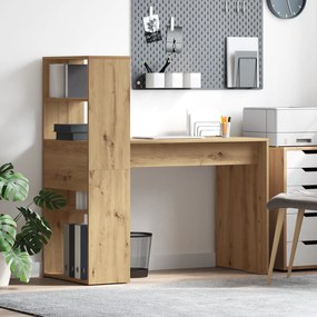 vidaXL Γραφείο με Αποθήκευση Καρυδιά 113x54x120 εκ. Φτιαγμένο από Μηχανικά Ξύλο