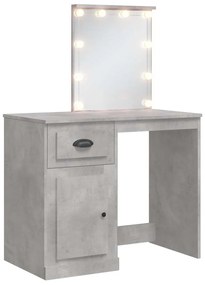 vidaXL Μπουντουάρ με LED Φώτα Γκρι Σκυροδέματος 90x42x132,5 εκ.