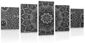 Εικόνα 5 τμημάτων ανατολίτικο Mandala σε ασπρόμαυρο - 200x100