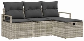 vidaXL Σετ Καναπέ Κήπου με μαξιλάρι 4 pcs Ανοιχτό γκρι Πολυ ράταν