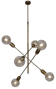 Φωτιστικό Οροφής Κρεμαστό Led HL-3524-6 77-3803 Eric Old Bronze &amp; White  Homelighting Μέταλλο