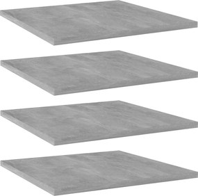 vidaXL Ράφια Βιβλιοθήκης 4 τεμ. Γκρι Σκυροδ. 40x40x1,5 εκ. Επεξ.Ξύλο