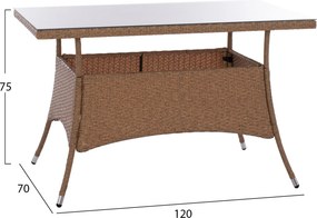 ΣΕΤ ΤΡΑΠΕΖΑΡΙΑΣ 5ΤΜΧ ΤΡΑΠ. 120Χ70 &amp; ΠΟΛΥΘΡΟΝΕΣ WICKER RATTAN ΜΠΕΖ ΚΑΦΕ HM11711.32