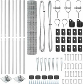 vidaXL Τεντώτο με στήριγμα Ασημί 1,5 x 10 m Ατσάλι