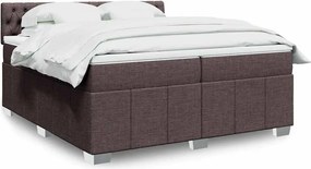 vidaXL Κρεβάτι Boxspring με Στρώμα Σκούρο Καφέ 200x200 εκ. Υφασμάτινο