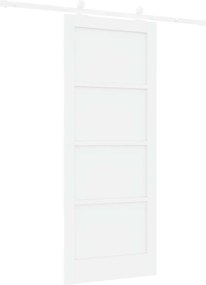 vidaXL Συρόμενη Πόρτα Λευκό 83 x 202 εκ. Μασίφ Ξύλο Πεύκου