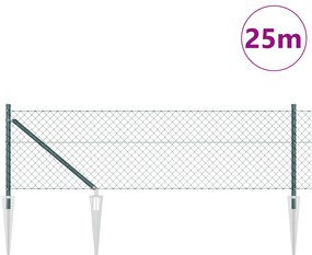 vidaXL Φράχτης αλυσίδας  με 13 βίδες στήριξης 0.4x25 μ από γαλβανισμένο χάλυβα