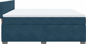 vidaXL Κρεβάτι Boxspring με Στρώμα Μπλε 180x200 εκ. Βελούδινο