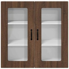 vidaXL Κρεμαστό ντουλάπι κουζίνας με ράφι Καφέ δρυς 80 x 31 x 80 εκ.