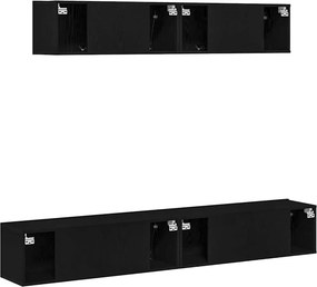 vidaXL Σετ επίπλου τηλεόρασης 4 pcs Μαύρη Δρυς Επεξεργασμένο Ξύλο
