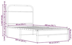 Πλαίσιο Κρεβατιού Χωρ. Στρώμα Καφέ Δρυς 90x200 εκ Επεξ. Ξύλο - Καφέ