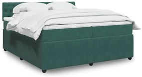 vidaXL Κρεβάτι Boxspring με Στρώμα Σκούρο Πράσινο 200x200εκ. Βελούδινο