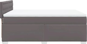 vidaXL Κρεβάτι Boxspring με Στρώμα Γκρι 140x190εκ. από Συνθετικό Δέρμα