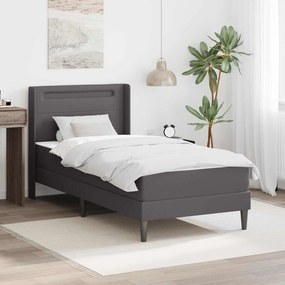 vidaXL Σκελετός κρεβατιού με στρώμα Γκρι 100 x 200 cm Τεχνητό Δέρμα