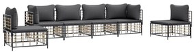 vidaXL Σαλόνι Κήπου Σετ 6 Τεμαχίων Ανθρακί Συνθετικό Ρατάν &amp; Μαξιλάρια
