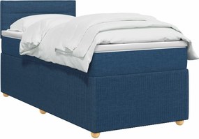 vidaXL Κρεβάτι box spring με στρώμα Μπλε 90 x 200 cm Ύφασμα