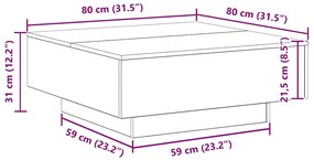 vidaXL Τραπεζάκι σαλονιού Μαύρη δρυς 80 x 80 x 31 cm