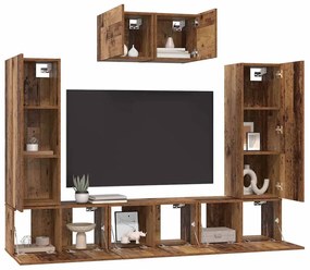 vidaXL Σετ επίπλου τηλεόρασης 7 pcs Παλαιό ξύλο 180 x 30 x 120 εκ