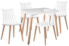 Τραπεζαρία Σετ 5Τμχ ΕΜ139,1S1 80x80x73/43x48x77cm Natural-White Four Seater