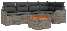 vidaXL Σετ Καναπέ Κήπου 6 pcs Γκρι Πολυ ράταν