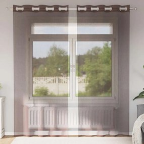 vidaXL Κουρτίνες Voile με ροδέλες 2 τεμάχια Καφέ 140x225 εκ.