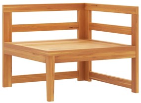 vidaXL Καναπές Γωνιακός από Μασίφ Ξύλο Ακακίας &amp; Σκούρα Γκρι Μαξιλάρια