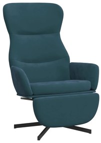 vidaXL Πολυθρόνα Relax με Υποπόδιο Μπλε Βελούδινη