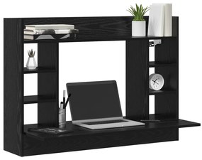 vidaXL Γραφείο Τοίχου Μαύρη Δρυς 105x48x75 εκ Επεξεργασμένο Ξύλο