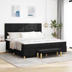 vidaXL Κρεβάτι με ελατήρια με στρώμα Μαύρο 200 x 200 cm ύφασμα