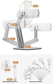 CABLETIME μεταλλική βάση tablet CT-PS03-AS, 4-13", ρυθμιζόμενη, λευκή