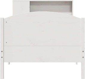 vidaXL Κρεβάτι Βιβλιοθήκη Χωρίς Στρώμα Λευκό 75x190 εκ Μασίφ Πεύκο