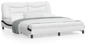 Πλαίσιο Κρεβατιού με LED Λευκό/Μαύρο 180x200εκ. Συνθετικό Δέρμα - Λευκό
