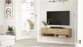 Stewehome Έπιπλο τηλεόρασης με ράφι και ντουλάπι από πεύκο και λευκό 100x31x29 cm