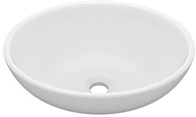 vidaXL Νιπτήρας Πολυτελής Οβάλ Λευκό Ματ 40 x 33 εκ. Κεραμικός