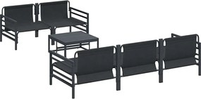 vidaXL Σετ Καναπέ Κήπου με μαξιλάρι 6 pcs Μαύρο Ατσάλι