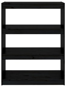 vidaXL Βιβλιοθήκη/Διαχωριστικό Χώρου Μαύρη 80x30x103,5 εκ. Μασίφ Πεύκο