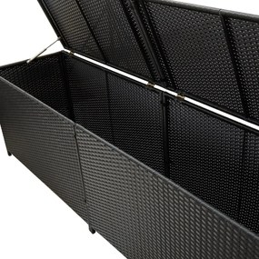 vidaXL Κουτί Αποθήκευσης Κήπου Μαύρο 200x50x60 εκ. από Συνθετικό Ρατάν