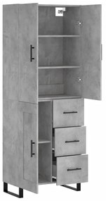 vidaXL Ντουλάπι Γκρι Σκυροδέματος 69,5x34x180 εκ. Επεξεργασμένο Ξύλο