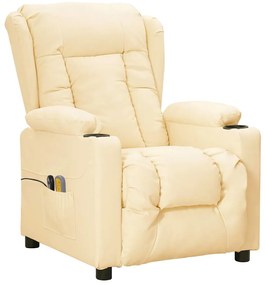 vidaXL Πολυθρόνα Μασάζ Ηλεκτρική Κρεμ από Συνθετικό Δέρμα