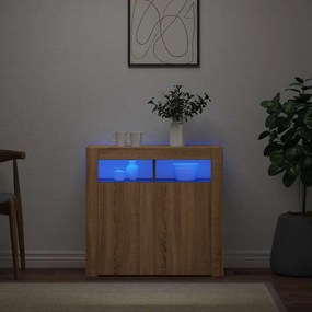 vidaXL Ντουλάπι με LED Sonoma Δρυς 80 x 35 x 75 εκ.