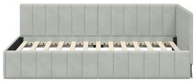 vidaXL Κρεβάτι Γωνίας με κεφαλάρι Ανοιχτό γκρι 90 x 190 cm Βελούδο