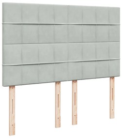 vidaXL Κρεβάτι Boxspring με Στρώμα Ανοιχτό Γκρι 140x200 εκ. Βελούδινο