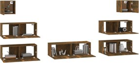 vidaXL Σετ Επίπλων Τηλεόρασης 7 Τεμαχίων Καπνιστή δρυς Επεξ. Ξύλο