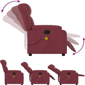 vidaXL Πολυθρόνα Μασάζ Ανακλινόμενη Μπορντό Υφασμάτινη