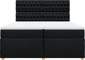 vidaXL Κρεβάτι Boxspring με Στρώμα Μαύρο 200x200 εκ. Υφασμάτινο