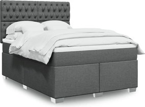 vidaXL Κρεβάτι Boxspring με Στρώμα Σκούρο Γκρι 140x200 εκ Υφασμάτινο