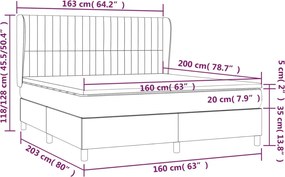 vidaXL Κρεβάτι Boxspring με Στρώμα Κρεμ 160x200 εκ. Υφασμάτινο