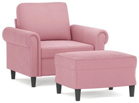 vidaXL Πολυθρόνα Ροζ 60 εκ. Βελούδινη με Υποπόδιο